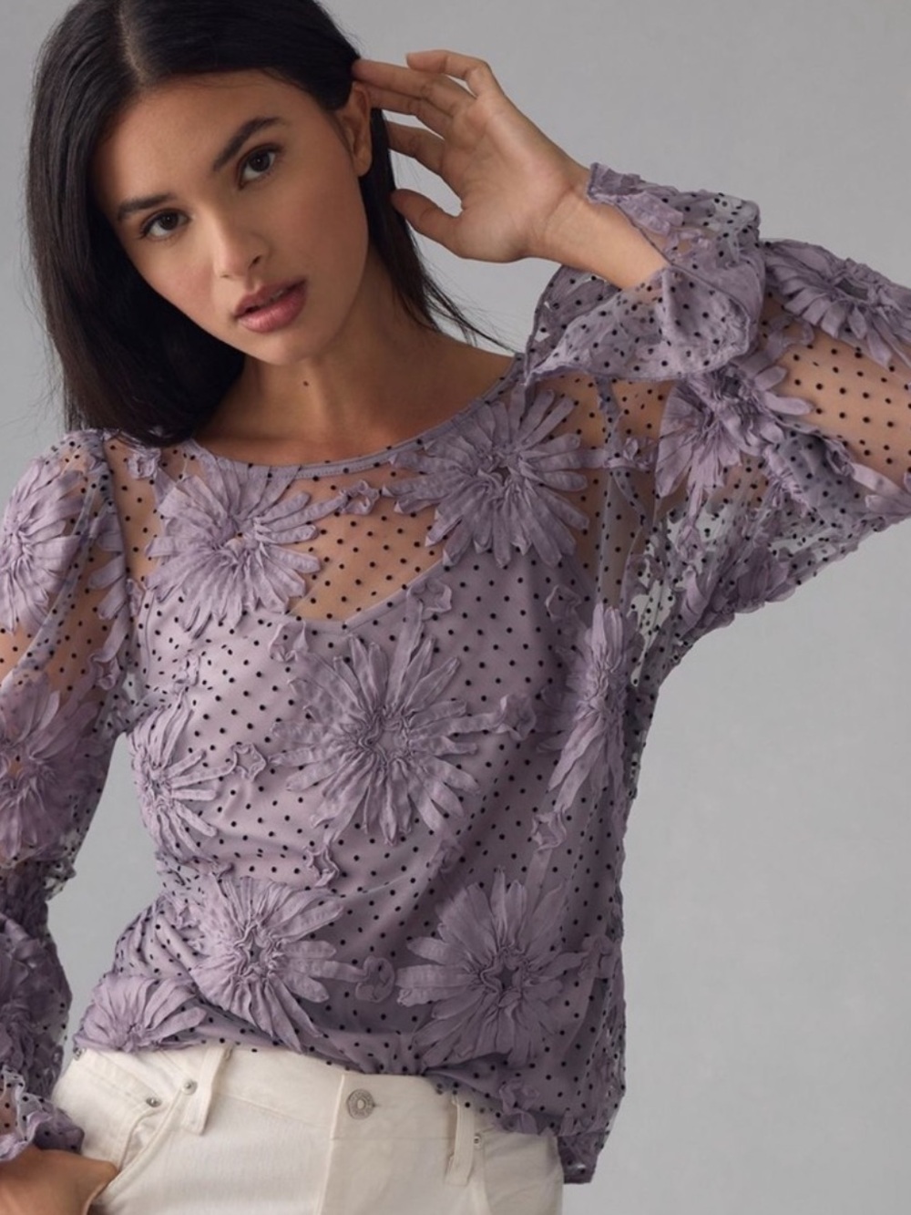Anthropologie Eva Franco Floral Sheer Blouse Size S NWT